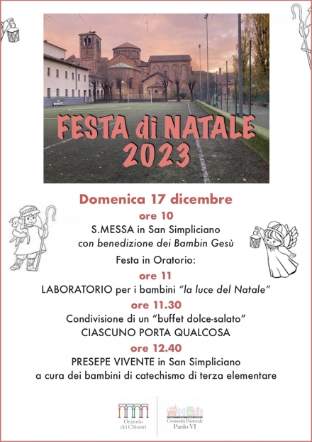 17 Dicembre PREPARIAMO IL NATALE ! - Oratorio dei Chiostri