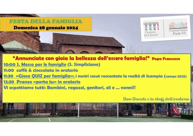 FESTA DELLA FAMIGLIA 28-1-24 - Oratorio dei Chiostri